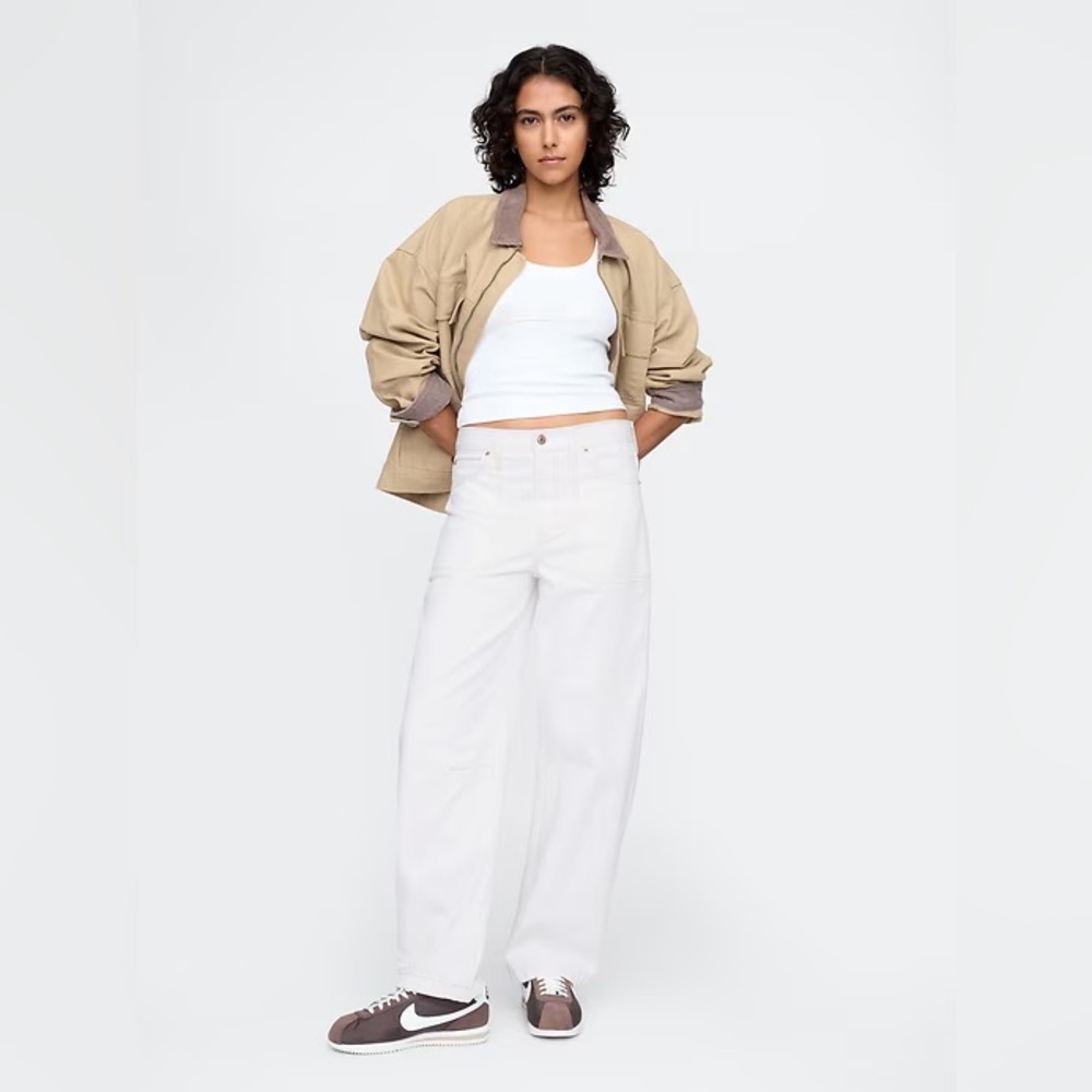 NWT! GAP New Off White High Rise Barrel Carpenter Jeans - Size 4 Tall / 27 TALL🩷